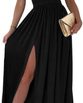 Dokotoo Womens 2024 Formal Dresses Wrap V-Neck Ruched Sexy Bridesmaid Wedding Guest Maxi Dresses