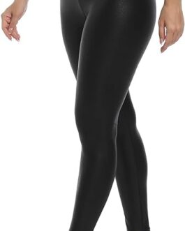 Faux Leather Leggings for Women 25”/27” High Waisted Stretch Tummy Control Pants Pleather Tight Riding Breeches