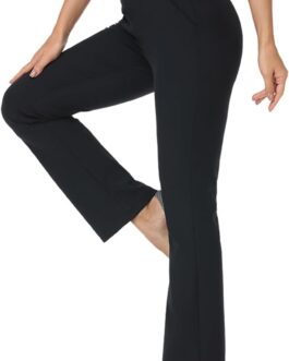 High Waisted Dress Pants for Women Bootcut Elastic Waist Pull On Black Work Slacks for Women Business Casual Trendy