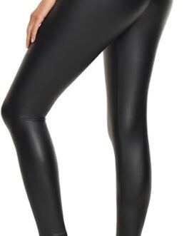 GROTEEN Faux Leather Leggings for Women Stretchy High Waisted Pants Workout Waistband Pleather Leggings