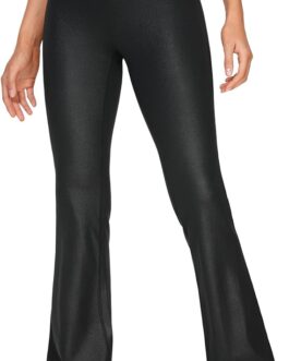 CRZ YOGA Womens Butterluxe Matte Faux Leather Flare Leggings 32 Inches – High Waist Wide Leg Bootcut Yoga Pants