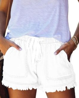 YOCUR Womens Lightweight Shorts Casual Baggy Trendy Short Pants Elastic Waist Drawstring Comfy Shorts