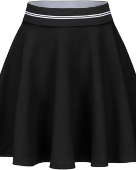 EXLURA Women’s 2024 Basic Versatile Stretchy Mini Skater Skirt Flared Casual School A-Line Skort Tennis Skirts Lining Shorts