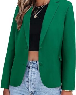 Women’s Casual Blazer Jackets Suit Long Sleeve Open Front with Button Pockets for Business Office