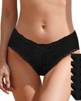 OLIKEME Lace Underwear for Women Sexy Breathable Hipster Panties Cotton Stretch Ladies Briefs 6 Pack