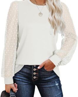 WIHOLL Long Sleeve Shirts for Women Tops Tunic Fall Trendy Crew Neck Clothes
