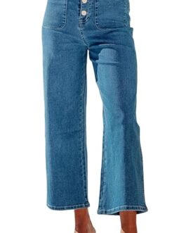 Sidefeel Women’s Wide Leg Jeans High Waisted Stretchy Straight Leg Jeans Buttoned Loose Denim Pants with Pocket