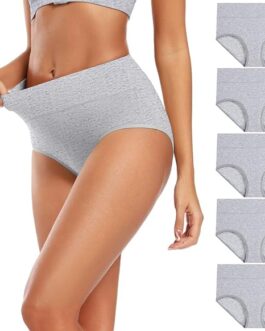 Molasus Women’s Cotton Underwear High Waisted Full Coverage Ladies Panties (Regular & Plus Size)