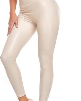 Women’s Stretchy Faux Leather Leggings High Waisted Pleather Pants Sexy PU Butt Lifting Leather Tights