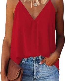 miduo Womens V Neck Strappy Tank Tops Loose Casual Sleeveless Shirts Blouses
