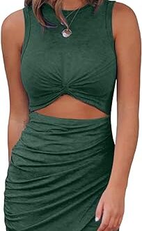 Acelitt Spring Summer Sexy Bodycon Party Dresses for Women 2024 Cut Out Ruched Wrap Mini Dress