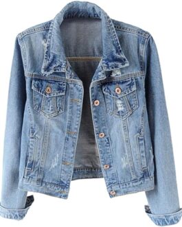 Kedera Womens Denim Jackets Distressed Ripped Long Sleeve Jean Jacket Coats