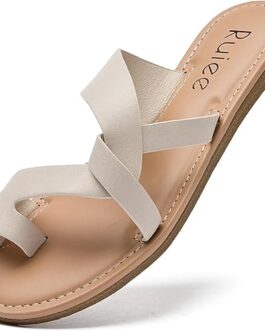 DREAM PAIRS Women’s Square Open Toe Slide Sandals Cute Slip on Braided Strap Rhinestone Flat Sandals for Summer