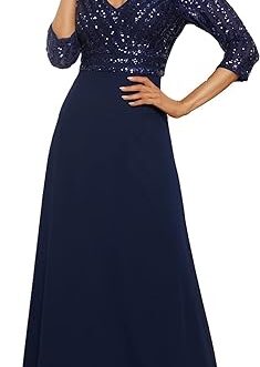 Ever-Pretty Women’s Elegant V-Neck Long Sleeve Sequin Evening Party Dress 0751