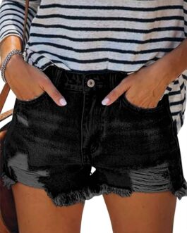 CHICZONE High Waisted Jean Shorts for Women Denim Ripped Stretchy Casual Summer Cutoff Shorts