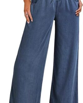 Sidefeel Women’s High Waisted Wide Leg Jeans 2024 Summer Drawstring Denim Pants