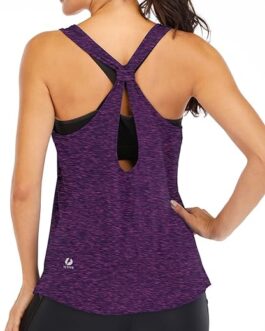 ICTIVE Workout Tank Tops for Women Yoga Tops for Women Loose fit Backless Muscle Tank Racerback Tank Tops Summer Gym Tops