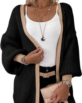Dokotoo Cardigan Women Womens Fall Fashion 2023 Clothes Fall Striped Lantern Sleeve Knit Cardigans Sweaters