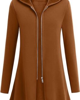 Zeagoo Women’s Long Zip Up Hoodie Light Oversized Thin Tunic Hooded Sweatshirt Jacket with Pockets