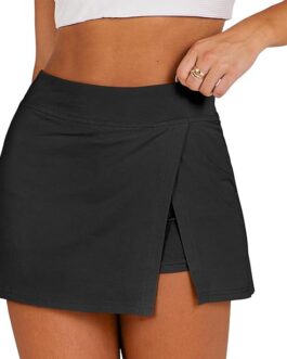 ANRABESS Women’s High Waisted Bodycon Inner Shorts Mini Skirt 2024 Summer Athletic Tennis Workout Skorts