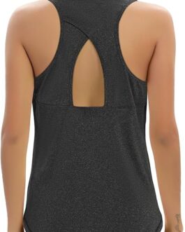 Aeuui Womens Workout Tops Open Back Racerback Tank Tops Sleeveless Yoga Athletic Running Shirts Gym Clothes for Women