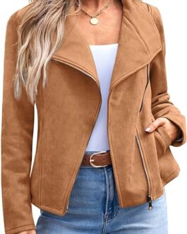 AUTOMET Womens Faux Leather Jackets Suede Fall Fashion 2024 Outfits Winter Clothes Open Front Cropped Coat Outwear
