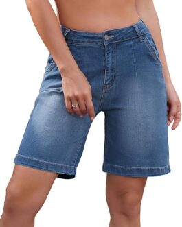 Womens Jean Shorts High Waisted Stretchy Bermuda Shorts 2024 Trendy Casual Summer Denim Shorts Loose Fit