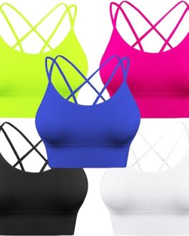 Sykooria 3 Pack Strappy Sports Bras for Women Sexy Crisscross for Yoga Running Athletic Gym Workout Fitness Tank Tops