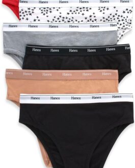Hanes Women’s Originals Hi-Leg Panties, Breathable Stretch Cotton Underwear, Assorted, 6-Pack