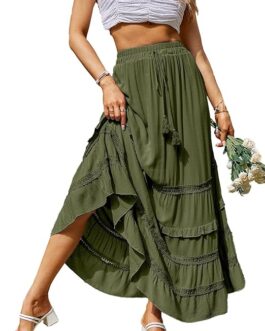 BerryGo Women’s Boho Floral Wrap Maxi Skirt High Waisted Long Skirt with Slit