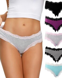 LYYTHAVON Women?s Underwear Soft Breathable Cotton Brief Ladies Panties 5-Pack