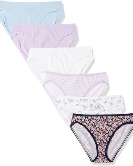 Amazon Essentials Women’s Cotton High Leg Brief Underwear (Available in Plus Size), Multipacks