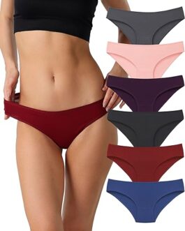 Women?s Bikini Underwear Breathable Cotton Panties for Womens 6 Pack Ladies Stretchy Hipster Soft Briefs Panty