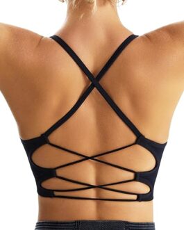 RUNNING GIRL Sports Bras for Women,Sexy Crisscross Back Seamless Padded Sports Bra Medium Support with Removable Pads