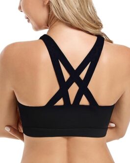 Betaven Front Zipper Sports Bras for Women High Impact Workout Bra Tops Padded Criss-Cross Back Yoga Training Running Bras