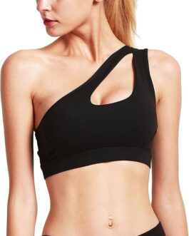 RUNNING GIRL Sports Bra, Medium Support Workout Sexy Cute One Shoulder Sports Bra with Padding