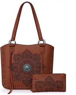 Montana West Women’s Western Handbag Tooling Tote Bag Conceal Carry Purse with Detachable Holster