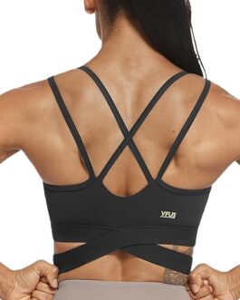 Sports Bras for Women Sexy Padded Strappy Crisscross Sports Bras Longline Workout Tank Tops Low Impact Yoga Bra