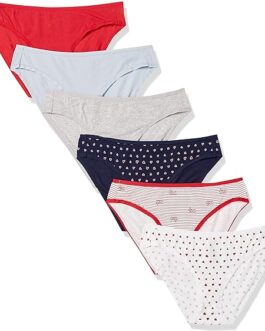 Amazon Essentials Women’s Cotton Bikini Brief Underwear (Available in Plus Size), Multipacks