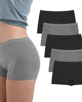 LALESTE Women’s Boyshort Underwear Full Coverage Seamless Panties Soft Stretch Boxer Briefs 5 Packs