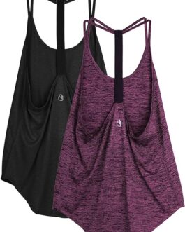 icyzone Workout Tank Tops for Women – Athletic Yoga Tops, T-Back Running Tank Top