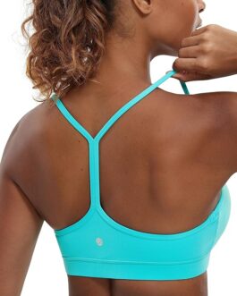 CRZ YOGA Butterluxe Womens Y Back Sports Bra – Padded Racerback Low Impact Spaghetti Thin Strap Workout Yoga Bra