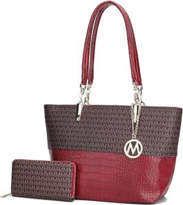 MKF Shoulder Bag for Women & Wallet Purse Set: PU Leather Tote Handbag ? Top-Handle Stylish Satchel Pocketbook