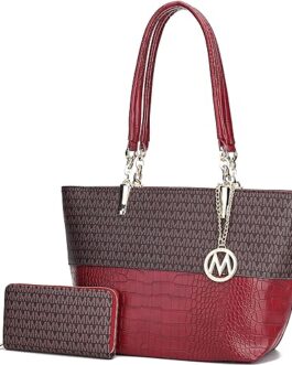 MKF Shoulder Bag for Women & Wallet Purse Set: PU Leather Tote Handbag ? Top-Handle Stylish Satchel Pocketbook