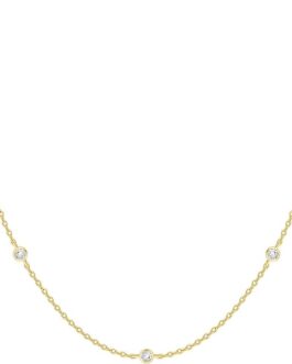 PAVOI 14K Gold Plated Station Necklace | Simulated Diamond BTY Necklace | Womens CZ Chain Necklace | Layering Necklaces