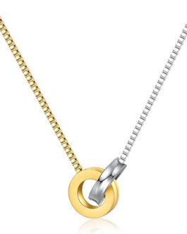 NUZON 2-Tone Interlocking | Sunburst Heart | CZ Evil Eye | Single Pear | Love Heart Pendant Necklace for Women 14K Gold Chain Necklace Protection Prayer Faith Jewelry Gift to Girls