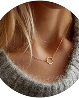 Ava Riley Minimalist Necklace Dainty Karma Chokers Necklace 14K Real Gold Plated Chain for Women