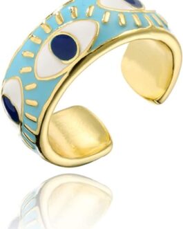 Evil Eye Ring for Women Gold Colorful Enamel Chunky Rings Adjustable Statement Aesthetic Rings Protection Jewelry