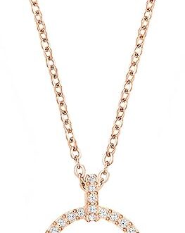 Swarovski Creativity Collection Women’s Necklace, Intertwined circle Pendant with White Crystals and Rose-Gold Tone Plated Chain