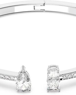 SWAROVSKI Attract Cuff Bracelet Jewelry Collection, Rhodium Tone Finish, Clear Crystals